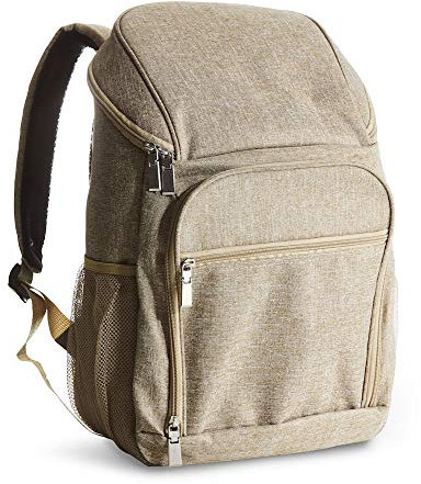 SAGAFORM City Kühlrucksack, 45x30x22cm, Kühltasche, Picknickrucksack, Rucksack mit Kühlfach, Isoliertasche, Zwei Außenfächer, Seitliche Netzfächer, Verstellbare Schulterriemen, Beige