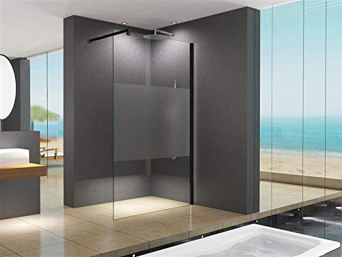 BuyLando.Shop [Typ Lily MFR-SW] 140x200cm 10mm Duschvägg - duschvägg 10mm - ESG säkerhetsglas - Svart profil