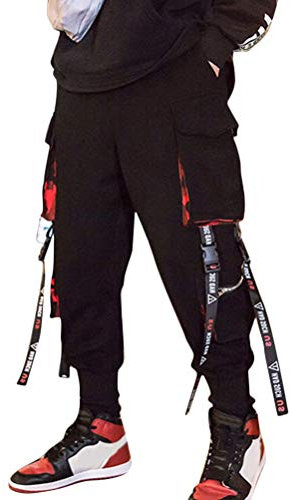 ORANDESIGNE Homme Pantalon Casual Cargo Chino, Sport Jogging Pantalon Slim Fit De Homme Pantalon Jogging Bas De Survêtement Sweat Pants Running Casual Pants Trouser A Noir M
