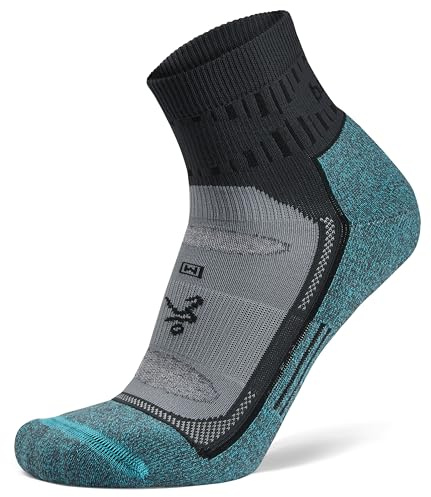 Balega Blister Resist Performance Quarter Athletic Running Socks for Men and Women (1 Pair)-Cushioned,Breathable, Moisture-Wicking, Seamless Toe, Ergonomic Fit, Grey/Blue, M