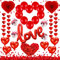 Valentines Day Party Decoration Kits, 36 Inch Love Foil Balloon, Red Heart Balloons, Heart Paper Fans, Red Heart Garland with 500 PCS Rose Petals Wedding Anniversary Valentines Balloons Decor