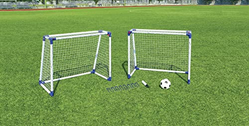 Tornado | 100PRO Set Kinder Fußballtor Set mit Zwei Kunststoff Toren 104 x 88 cm, Softball und Ballpumpe, aus uPVC Kunststoff, stabil und wetterfest, sicher für Kinder