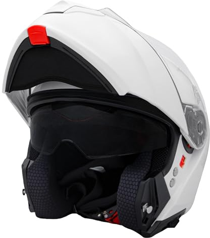 Zorax ZOR-838 Double Visor Flip up Helmet - White XXL (63-64cm) | Modular Front Helmet Motorcycle Motorbike ECE 2206 Approved