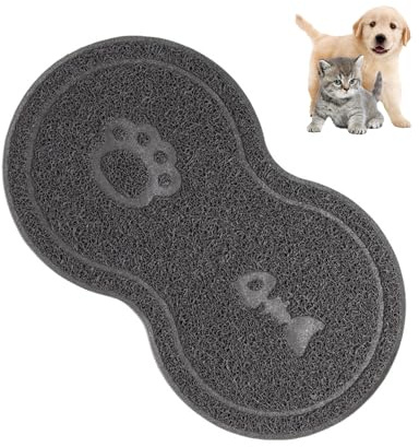 Tappetino per Animali Domestici Grigio 45 x 26 cm - Antiscivolo per Cibo Umido e Asciutto di Gatti e Cani