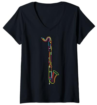 Femme Vêtements de clarinette basse fanfare T-Shirt avec Col en V