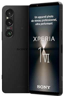 Sony Xperia 1 VI Noir - 6.5 Pouces 19.5:9 FHD+ HDR OLED - Triple Objectif - Android 14 - Débloqué - 12GB RAM - 256GO - Double SIM Hybride - Extension Garantie 12 Mois Offerte [Exclusivité Amazon]