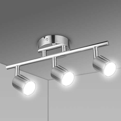 URAQT Deckenstrahler LED, Deckenstrahler 3 Flammig GU10 Strahler Deckenleuchte LED Deckenleuchte 330°Schwenkbar Deckenspots Modern Flurlampe Strahler Deckenspot für Küche Wohnzimmer Schlafzimmer