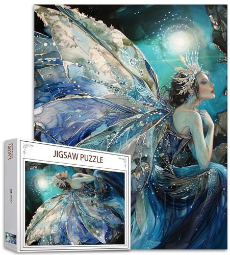 Tucocoo Jigsaw Puzzle for Adults, 1000 Pieces Fairy with Giant Wings Fairy Noble Goddess Art Jigsaw Puzzle Colorful Home Decoration Family Puzzle Perfect for Game Nights 70 x 50 cm