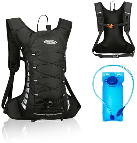 VIRAHYEM Zaino da corsa da 12 l con sacca d'acqua da 2 l, leggero, funzionale, borsa da corsa regolabile, per ciclismo, trail running, arrampicata, escursionismo, maratona, uomo e donna