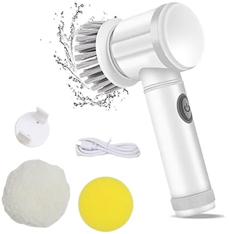 TENYELE Electric Scrubbers For Bathroom Kitchen Handheld Power Cleaner With 6 Brush Head For Tile Grout Floor Power Scrubbers