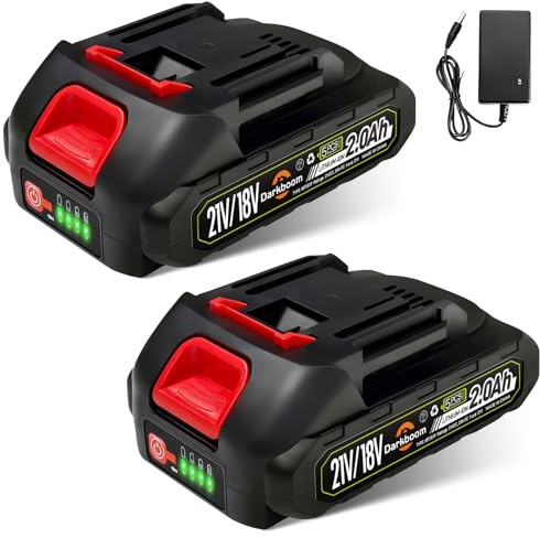 2 unidades de 21 V y 2,0 Ah para herramientas eléctricas, indicador de carga, baterías para tijeras de setos, cortacésped, cortacésped, batería de repuesto para Makita 18 V