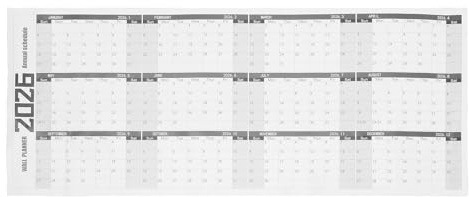 NOLITOY Calendario de Pared Grande con Papel Grueso Resistente Planificador Mensual Anual para Organización Académica y Hogar Cartel Colgante con Vista Completa del Año para Planificación