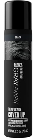 EVERPRO Gray Away Men’s Instant Root Cover Up Spray | Temporary Gray Concealer Hair Color Spray | Covers Grays + Thinning Areas | Black, 2.5 oz