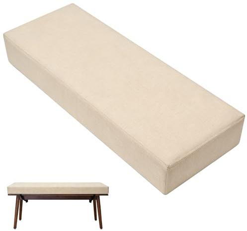 Cojín para banco, funda extraíble, cojín de columpio, alféizar de ventana, 80 x 40 x 5 cm, beige