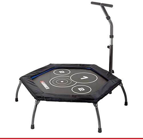HAMMER Fitness-Trampolin Cross Jump, 98 cm Sprungfläche, patentierte Technik, mehrfach höhenverstellbarer Haltegriff, leistungsstark bis 130 kg Benutzergewicht
