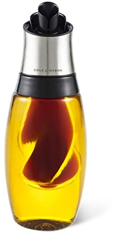 Cole & Mason Duo Oil & Vinegar Pourer - Oil & Vinegar Dispenser Set - Stainless Steel Oil & Vinegar Pourer - Dishwasher Safe Kitchen Tool & Gadget