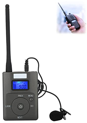 Zerone Portable Digital Wireless trasmettitore FM, trasmettitore FM Stereo Audio con Antenna Long Broadcast Range per Sala riunioni/Campus/Guide