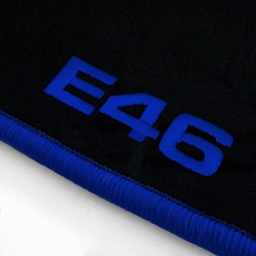 Autoteppich Stylers ATS-Q300_E46-204-015 Passform Velours-Fußmatten mit Bestickung E46 und Rand in Royalblau