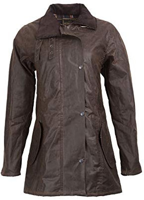 WALKER AND HAWKES Katrina - Damen Outdoor-Jacke mit 3/4-Länge - 100% gewachste Baumwolle - Braun - 44