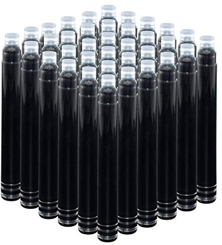 Cartuchos de Tinta de Pluma Estilográfica Jinhao de Color Negro, Recambios para Plumas Tamaño Estándar Internacional, Diámetro del Agujero de 2,6 mm, Caja de 50