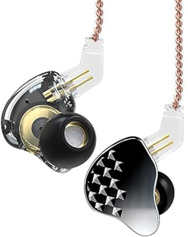 EZ EAR KBEAR Robin Cuffie HiFi, 10 mm DD + BA, Cuffie Intrauricolari Subwoofer con Cancellazione del Rumore con Cavo Staccabile a 2 pin, 0,78mm (con Microfono, Nero)
