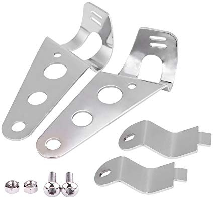 Soporte de montaje de faro, 2 piezas 28 mm-34 mm Soporte de montaje de faro de motocicleta Abrazaderas de lámpara de cabeza Soporte de horquilla para motocicleta universal(Plata)