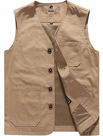 Oralidera Herren Outdoor Weste Ärmellose Jacke Hundesportweste Anglerweste Fotografie Freizeitweste Sommer Atmungsaktiv Funktionsweste Jagdweste, Khaki, XL