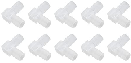 Kadimendium 10 Stücke Ellenbogen Schlauchtülle Kunststoff L Form Fitting 90 Grad Gleicher Widerhaken Adapter Schlauchverbinder Adapter für Aquarium(10mm)