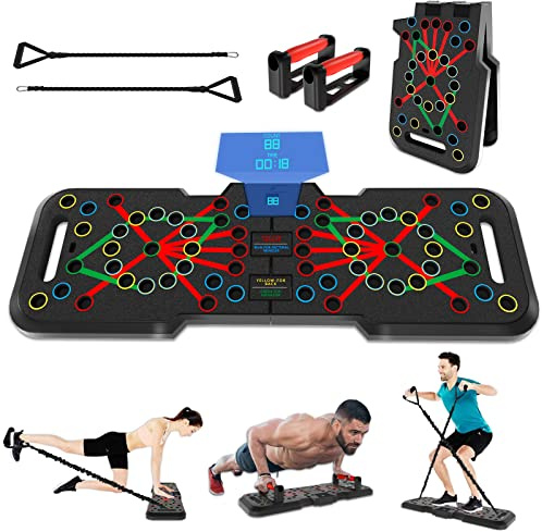 CRAZYROPE 41 i 1 Vikbar Push Up Board med Räknare, Multifunktionell Push Up Fitnessstativ Bräda Sport Gym för Muskelträning och Kroppsbyggande
