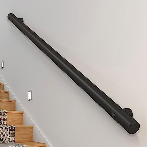 Drsyffsup Rampe d'Escalier Moderne - 3m/3.5m/4m/4.5m - Noir Mat, Main Courante d'Escalier en Acier Inoxydable à Montage Mural pour Marches Intérieures Extérieures - Kit Complet (Size : 450cm)