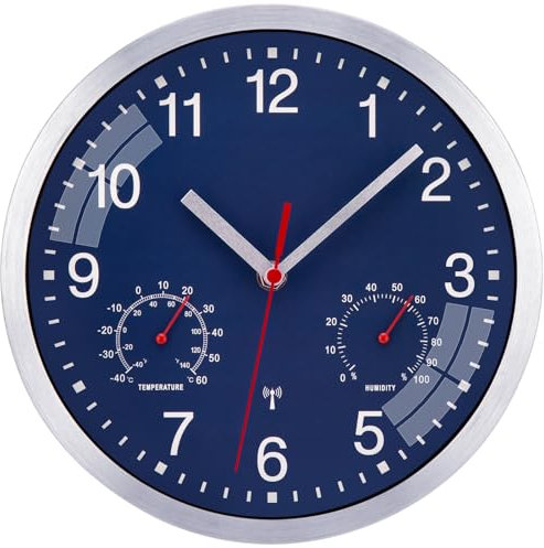 ACCSHINE 25cm Funkuhr Wanduhr Ohne TickgeräUsche Lautlos Quarz Batterie Betriebene Groß Wanduhr Einfach zu Lesen für Zimmer Zuhause KüChe Schlafzimmer Büro Schule (Blau)