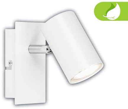 BRILONER - EEK A LED Wandleuchte innen, schwenkbar, 3000K warmweiß, 2W, 450 Lumen, ca. 50.000h Licht, Deckenstrahler, Wohnzimmerlampe, Lampe, Wandlampe, Küchenlampe, Flurlampe, Schlafzimmer, Weiß