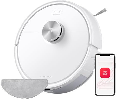 roborock Q7 M5 Robot Aspirador y Fregasuelos 2 en 1 de 10000 Pa, Robot Vacuum con Doble Sistema Antienredos, Navegación PreciSense LiDAR, Controlado por App y Comando por Voz (Blanco Set)