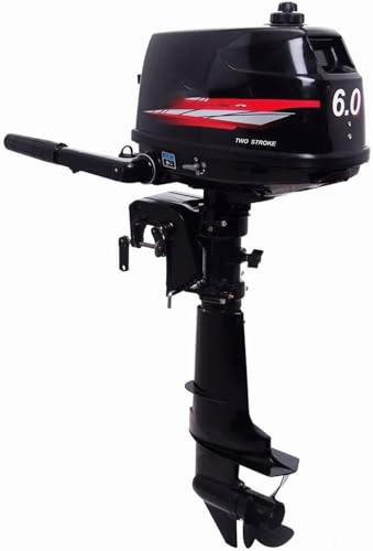 Potente motor fuera de borda de 6 HP, motor de barco inflable de pesca, motor de gasolina de 2 tiempos, motor con sistema CDI de refrigeración por agua, eje largo, rápido y potente, 4500-5500r/min