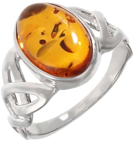 Artipol Bague fabr.européenne style français. Argent rhodié Ambre naturelle - modèle 3808-B, taille 54