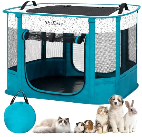 Portable and Foldable Cat Playpen Dog Playpen Small Animal Playepn with Waterproof Bottom, Foldable Pet Cage for Rabbit Puppy Hamster, Indoor/Outdoor Use