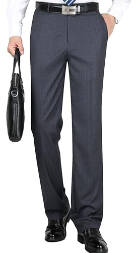 Pantalones de vestir a rayas para hombre, estilo casual, entallado, pantalones clásicos de vestir de negocios para el trabajo, Caballero, 52