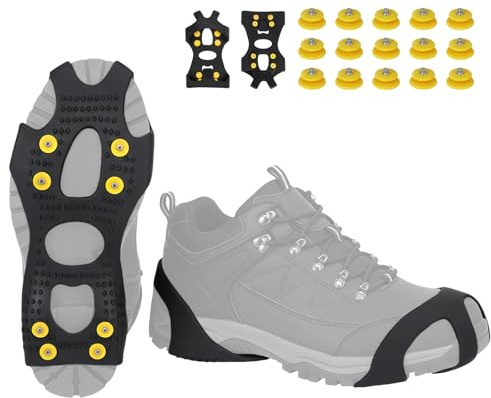 ALPIDEX Ramponi Ghiaccio Spikes Sostituzione Ghiaccio Artigli Scarpa Neve Ice Grips Ramponi Antiscivolo Missure 35-47, Taglia:XL