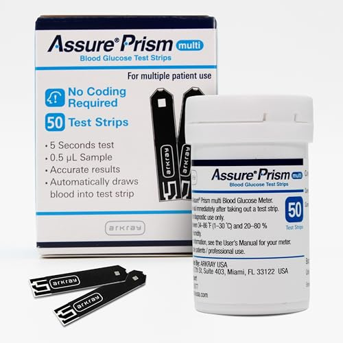 Assure Prism Multi Blood Glucose Test Strips – 0.5 Microliter Sample Size, Accurate & Fast 5-Second Results, Compatible with Assure Prism Multi Glucose Monitoring System, 50 Count