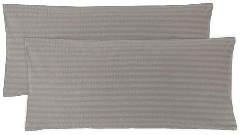 ZOLLNER 2er Set Kissenbezüge mit HV20 100% Baumwolle, 40x80 cm, Grau