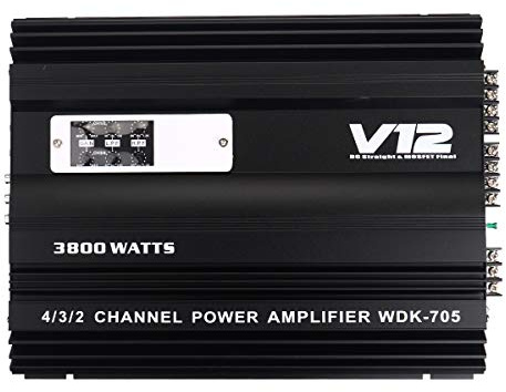 YONGYAO K-705 12V 3800W Coche Audio Estéreo Potencia Amplificador Subwoofer Envolvente estéreo 3D de 4 Canales Clase A/B