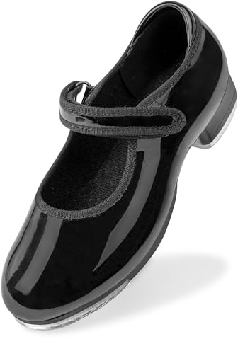 Stelle Tap Shoes for Girls Toddler Boys PU Leather Dance Shoes(Toddler/Little Kid/Big Kid)(Black,9MT)