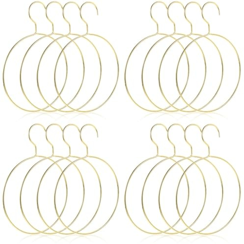 16 Pcs Metal Circle Hanger, Belt Scarf Ring Hanger, No Snag Closet Storage Organizer Holder for Mens Ties, Womens Shawls, Pashminas, Towel, Clothes