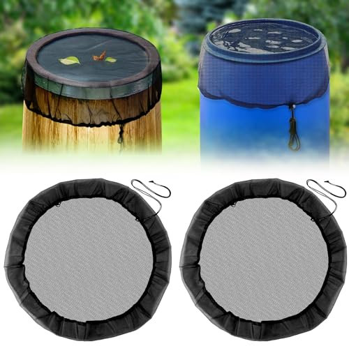 2 Pcs Filet pour Citerne de Pluie 95 cm Housse pour Tonneau d'eau Filet de Protection Réglable Filet Recuperateur Eau Housse pour Tonneau de Pluie avec Cordon de Serrage Filet pour Citerne de Plui