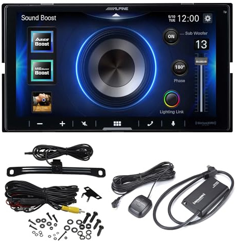 Alpine iLX-W670 7 Mechless Bluetooth Car Receiver Deck with Sirius Tuner and Voxx HD Wide Angle Backup Camera Bundle. Android and iPhone Bluetooth Integration for Android Auto and Apple Car Play.