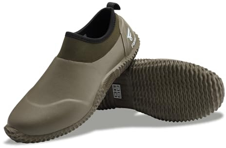 8 Fans Men's Garden Shoes Waterproof Rain Boots Neoprene Muck Mud Shoes with Memory Foam Insoles for Gardening, Farming（Green Size11）