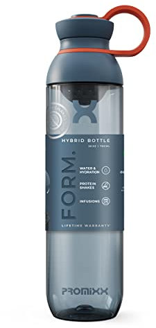 Promixx Bouteille d'eau FORM Nouvelle édition pour infusions et hydratation, grande bouteille de sport, couvercle anti-fuite, sans BPA, 760 ml, bleu nuit