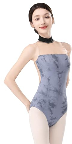 RuiBalletto Women's High-neck Dance Leotards, Printed Bodysuit for Ballet,Gymnastics,Swim