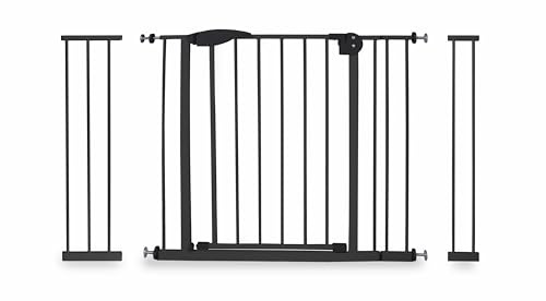 MEDAS PRO Barrière de sécurité pour escalier, pour enfants et chiens, barrière de porte, sécurité enfant, grille d'escalier, fermeture automatique, sans perçage, réglable de 75 à 115 cm, noire
