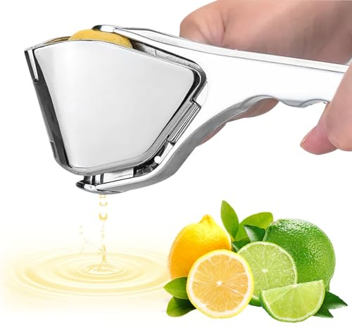 Premium Zitruspresse Metall, Zitrone Zitronenpresse, Limettenpresse Edelstahl, Manuelle Saftpresse für deutlich mehr Saftausbeute bei Zitronen